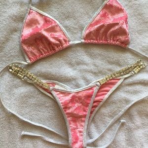 Crushed Velvet Competition Pink Bikini
